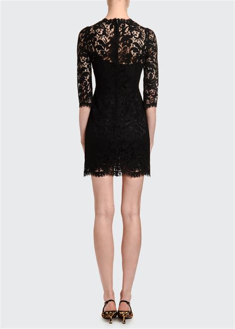 dolce gabbana 3 4 sleeve sheer lace bodice dress|net a porter dolce and gabbana.